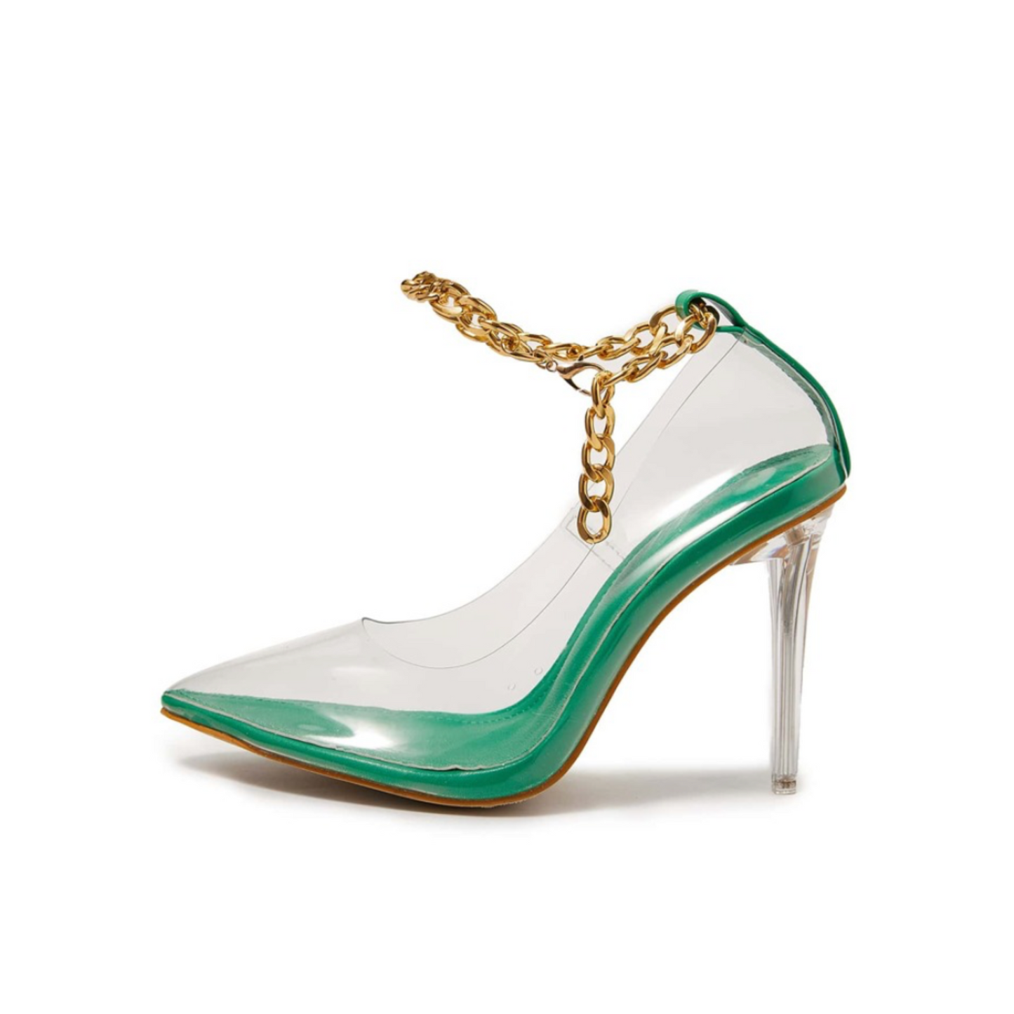 Chain Decor Stiletto Heeled Slingback Sandal