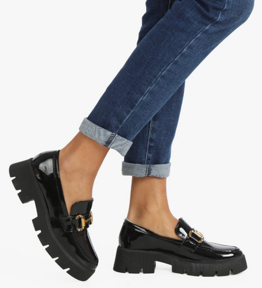 Sweet Shoes Women's patent leather loafers with wedge